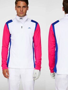 J.Lindeberg Men Sz Large New Lukas Quarter Zip Mid Layer Golf Pullover